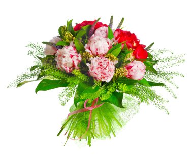Bouquet of paeonia, veronica, eremurus, godetia clipart