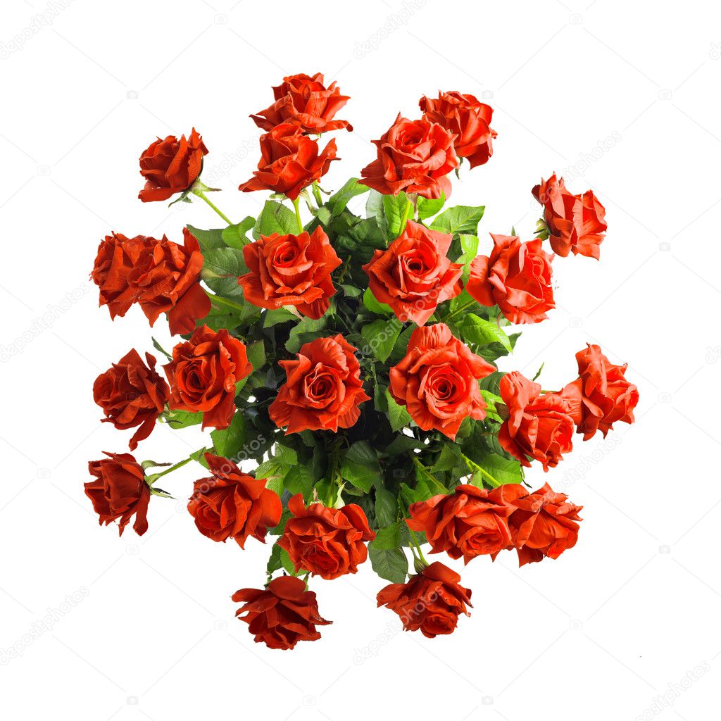 Bouquet of red roses isolated on white background