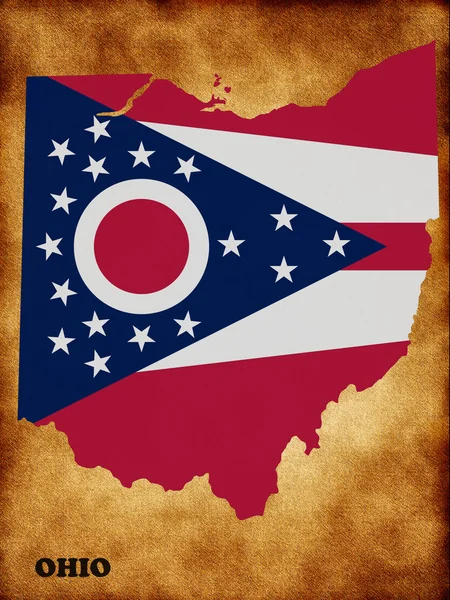 Ohio mapa com bandeira — Fotografia de Stock