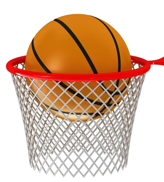 Basketbalový koš a míč — Stock fotografie