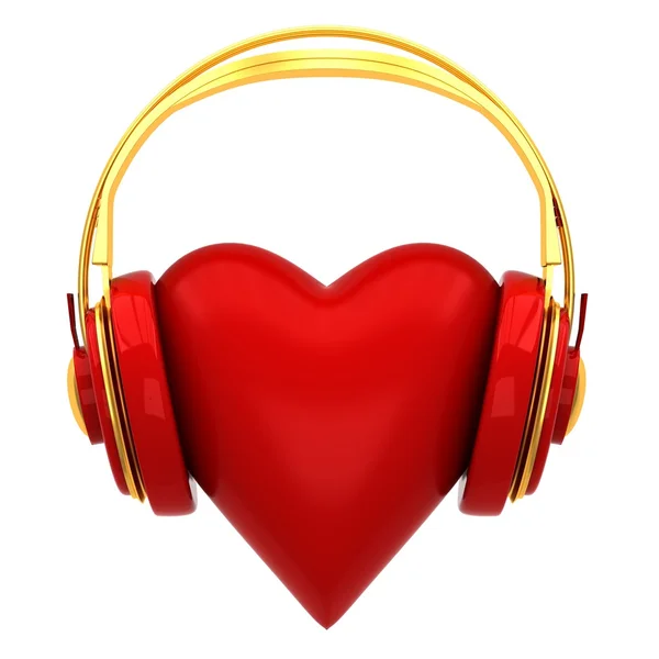 Headphones with a heart — Stock Photo, Image