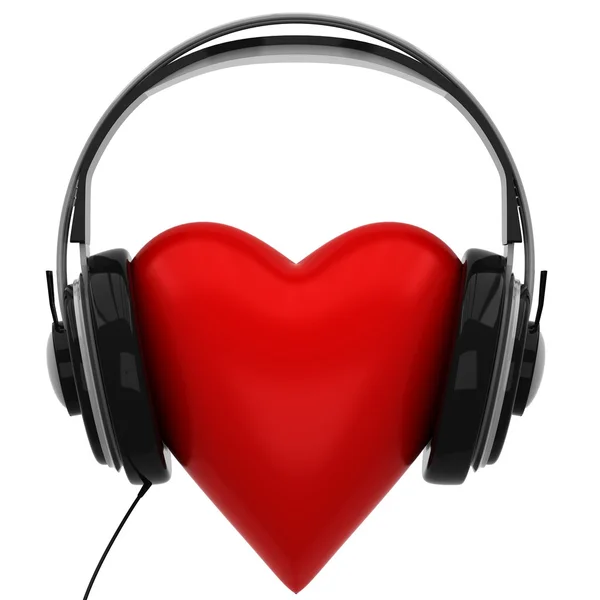 Headphones with a heart — Stock Photo, Image