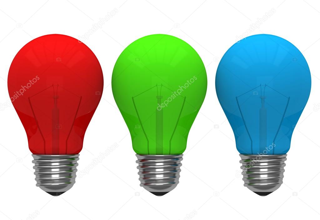 Red green blue color light bulb