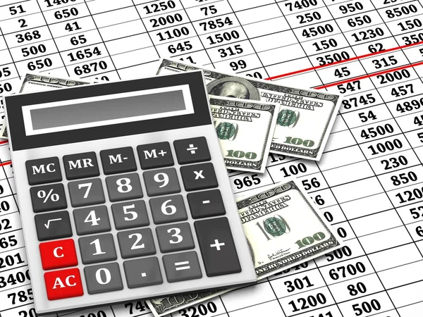 Фінансова звітність з калькулятором — стокове фото