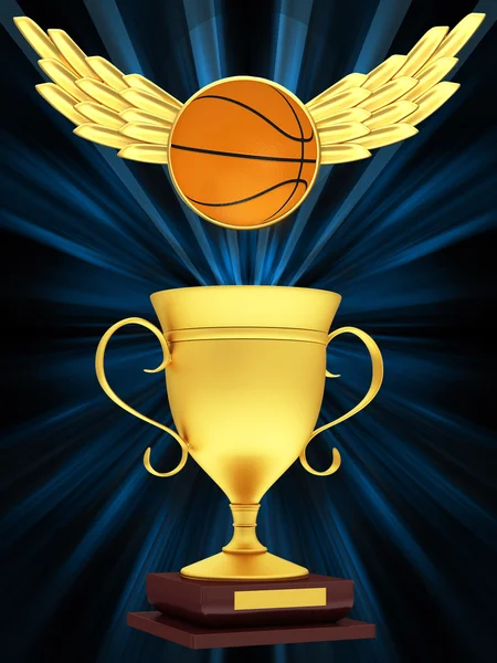 Gold Cup with basketball — Stock Photo, Image