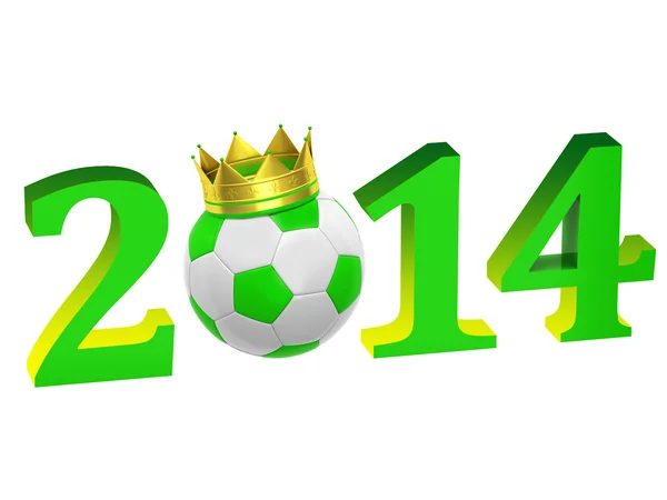 Inscription year 2014 with a soccer ball — Stock Photo, Image