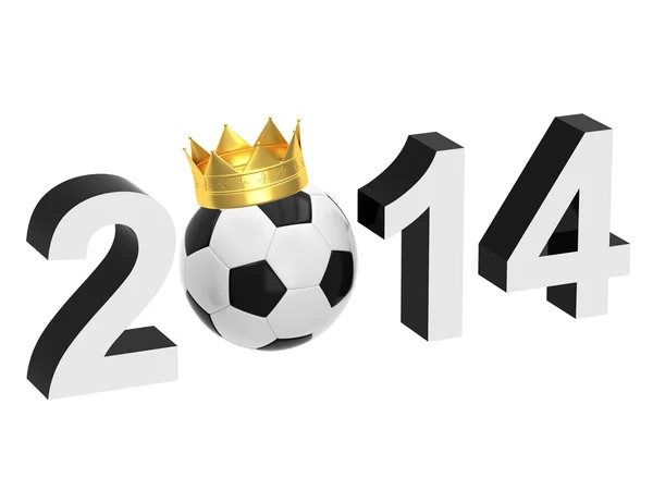 Inscription year 2014 with a soccer ball — Stock Photo, Image