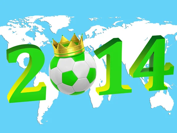 Inscription year 2014 with a soccer ball — Stock Photo, Image