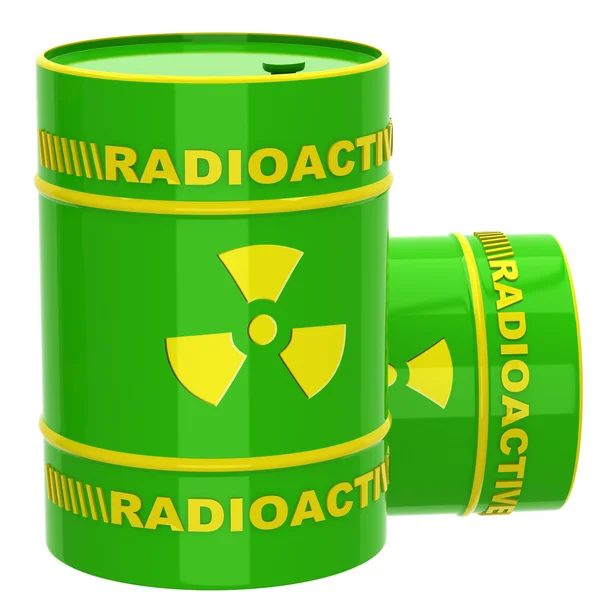 Green barrel with radioactive materials — Stock Photo, Image