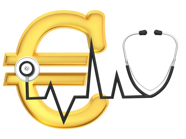 Euro sign and stethoscope — Stock Photo, Image