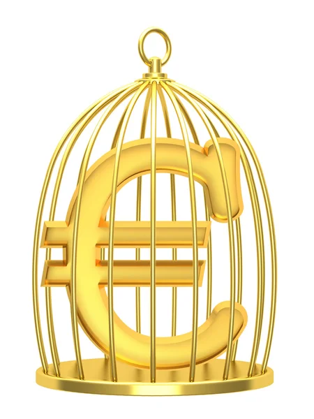 Sign euro in a cage — Stock Photo, Image
