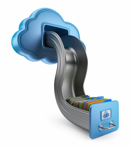 File storage in cloud. 3D computer icon isolated on white — Stock Photo, Image