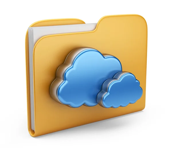 File storage in cloud. 3D computer icon isolated on white — Stock Photo, Image