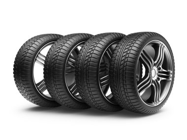 ile metal jant lastik. 3d simgesi beyaz zemin üzerine izole