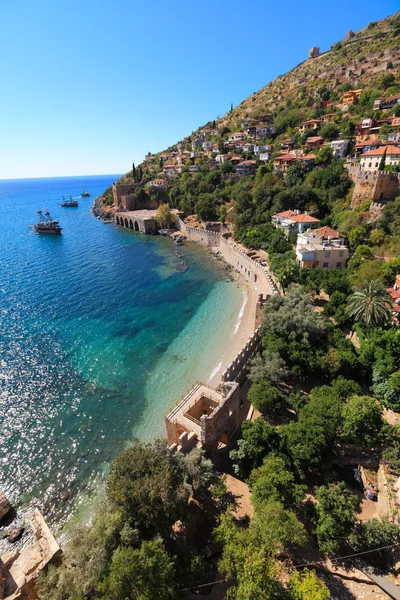 Rivage de la mer Méditerranée, de la ville d'Alanya, Turquie — Photo