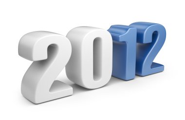 mutlu yeni yıl 2012. 3d takvim üzerinde beyaz izole