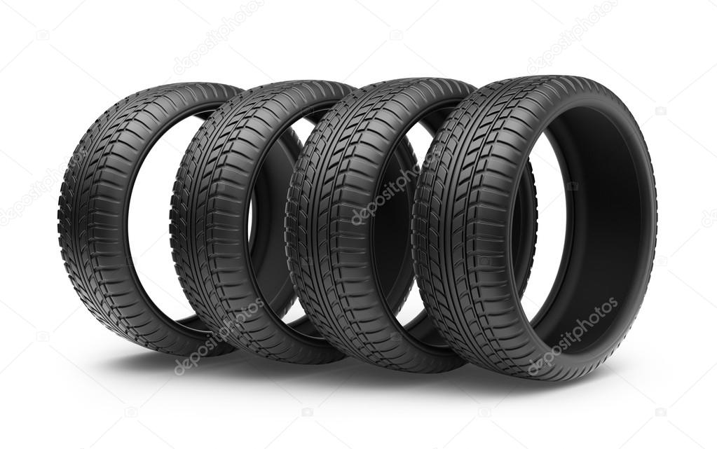 Rubber tire. Wheel 3D, Icon isolated on white background