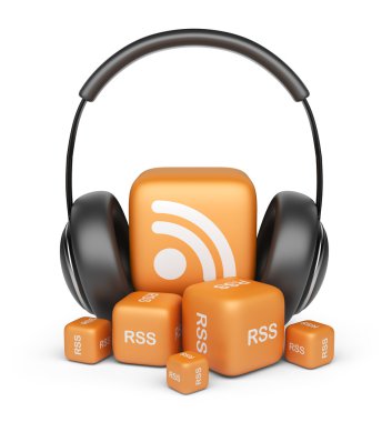 feed rss ses haber. Podcast kavramı. 3d simge izole