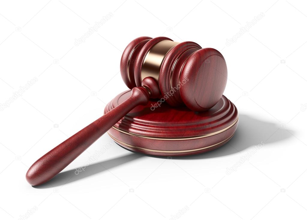 Wooden gavel. LAW concept. 3D Icon isolated