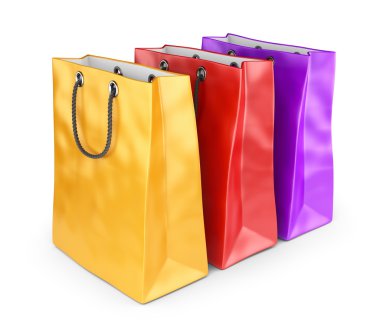 Colorful bags for shopping. 3D isolated on white background