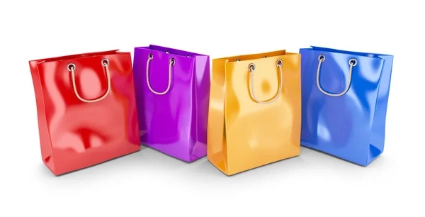 Colorful bags for shopping. 3D isolated on white background — Stock Photo, Image