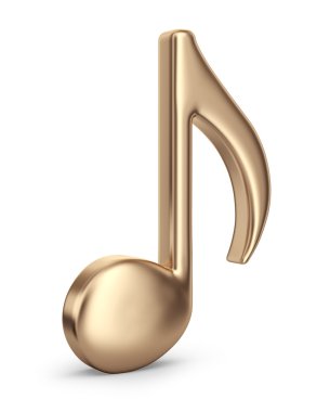 Altın müzik notu. 3d simgesi beyaz zemin üzerine izole