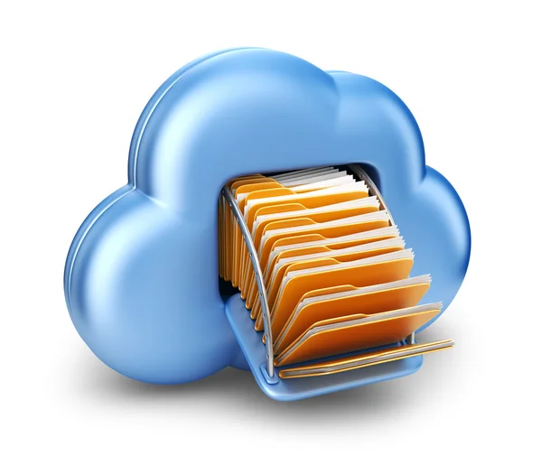 File storage in cloud. 3D computer icon isolated on white backgr — Stock Photo, Image