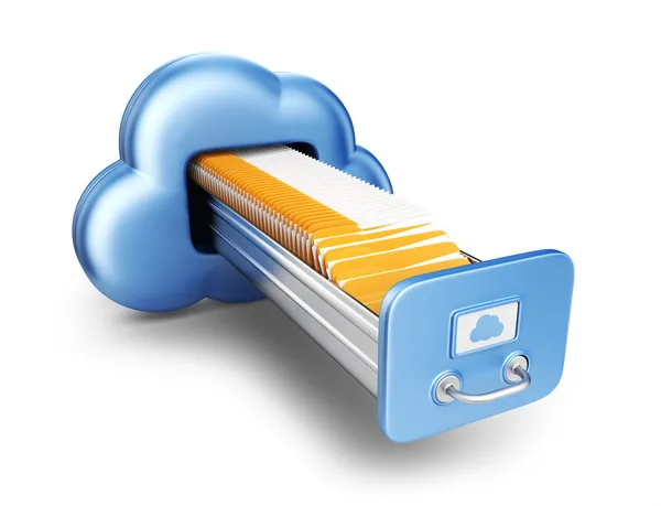 Datenspeicherung. Cloud Computing Konzept. 3D-Symbol isoliert — Stockfoto