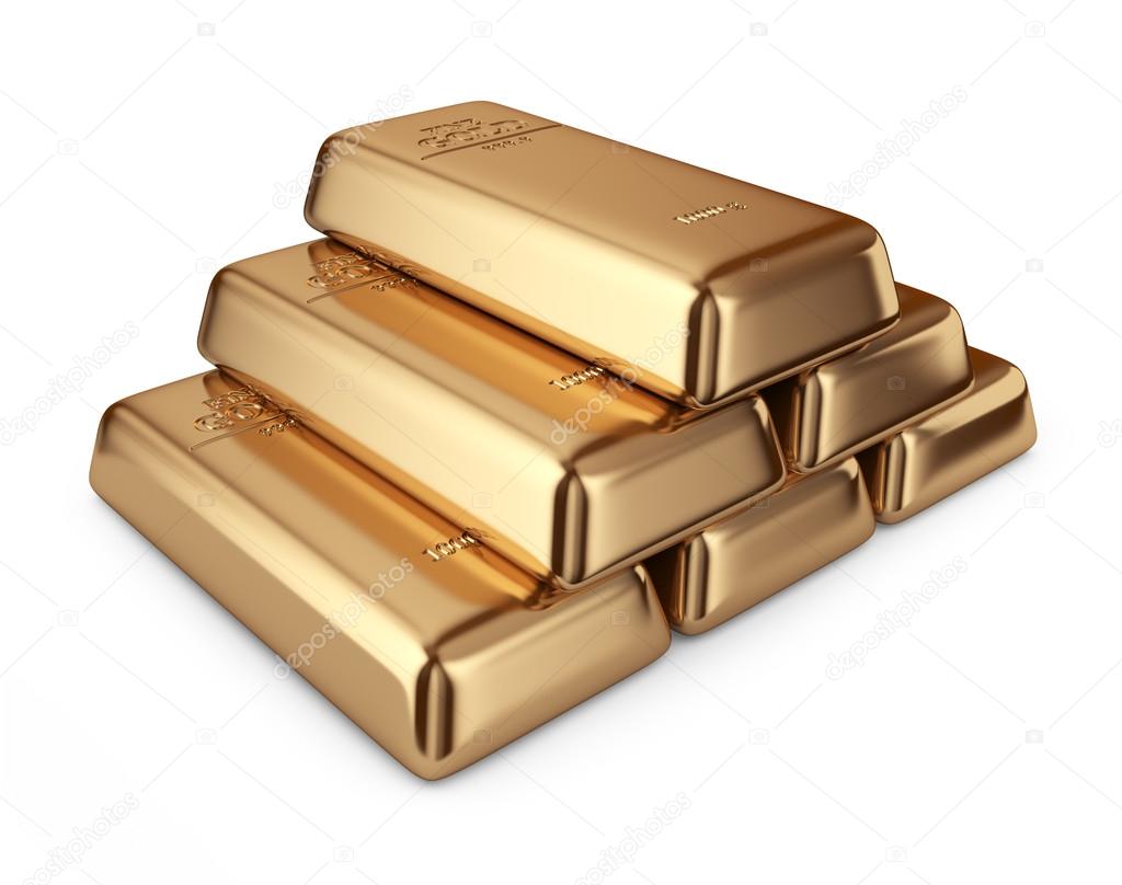 Gold bars. Concept of banking. 3D Icon isolated
