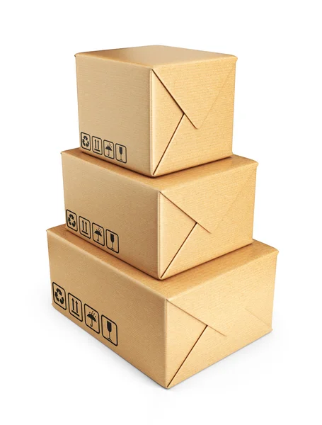 Cardboard boxes. Deliver concept. 3D Icon isolated on white — Stock Photo, Image