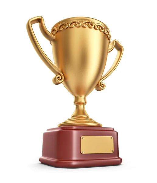 Gold cup winner trophy. 3D Icon isolated on white background — Stock Photo, Image