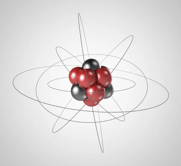 Átomo. Partícula elementar. Fundo 3D da física nuclear — Fotografia de Stock