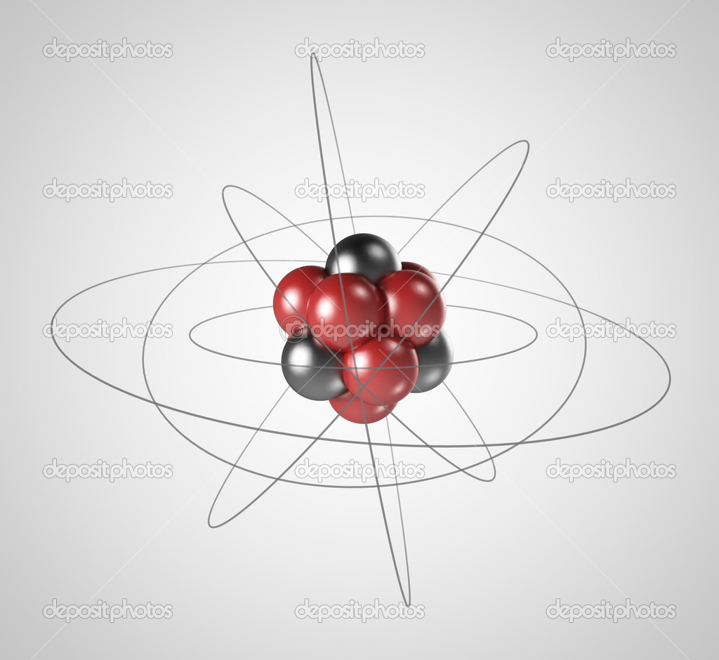 Atom. Elementary particle. 3D Background of nuclear physics