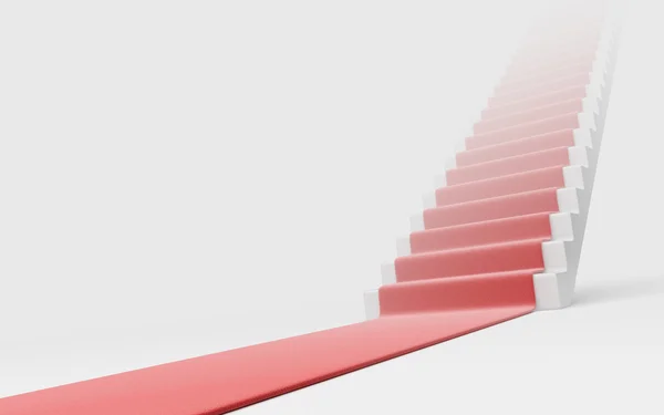 Staircase with red carpet 3D. Concept of success — Stock Photo, Image