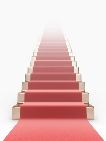 Escadaria com tapete vermelho 3D. Conceito de sucesso — Fotografia de Stock