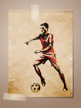 Futbol, futbol oyuncusu kroki üzerinde yaşlı Not pape