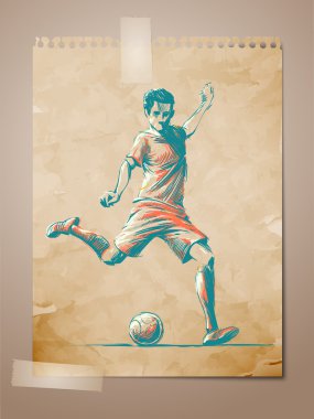 Futbol, futbol oyuncusu kroki üzerinde yaşlı Not pape