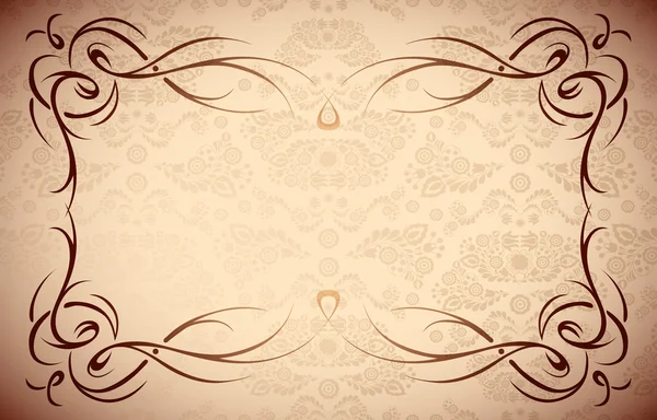 Marco floral eleganteFrontera - Textura vectorial de damasco sin costuras — Archivo Imágenes Vectoriales