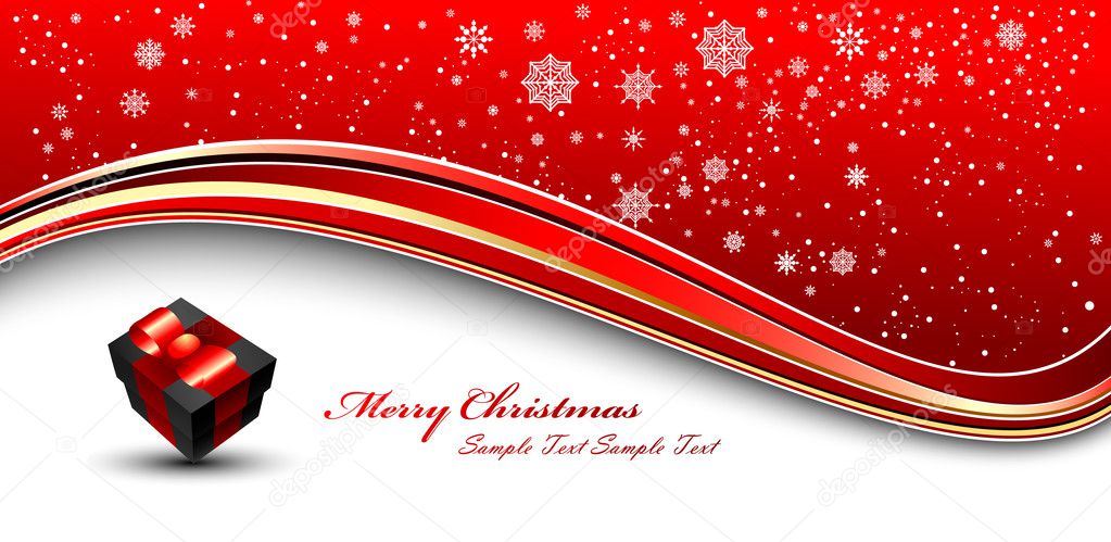Vector Christmas Background With Cute Gift