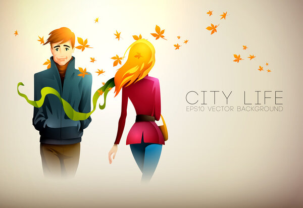 Autumn Background. City Life.