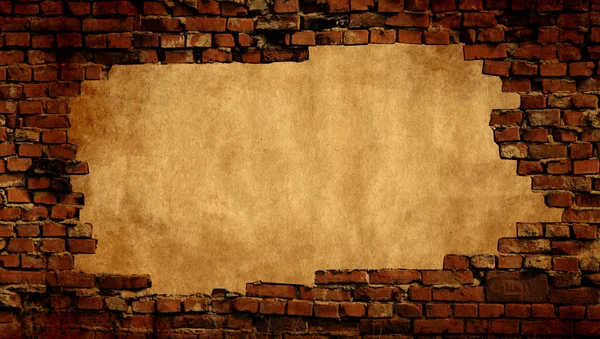 Plaster background with brick wall framing — Stock Photo, Image