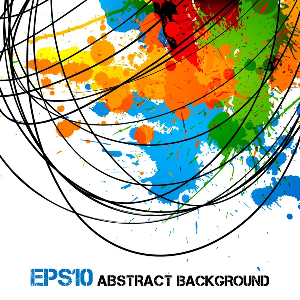 Красочная краска - чернила всплески - капли - векторный гранж фон — стоковый вектор