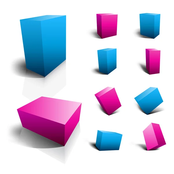 Векторные трехмерные кубики цветов с отражениями — стоковый вектор