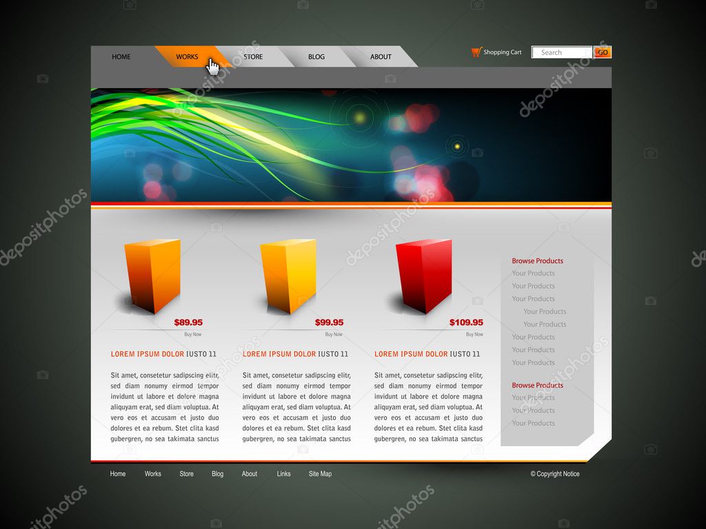 Modern Web Site Design Vector Template With Banner Design