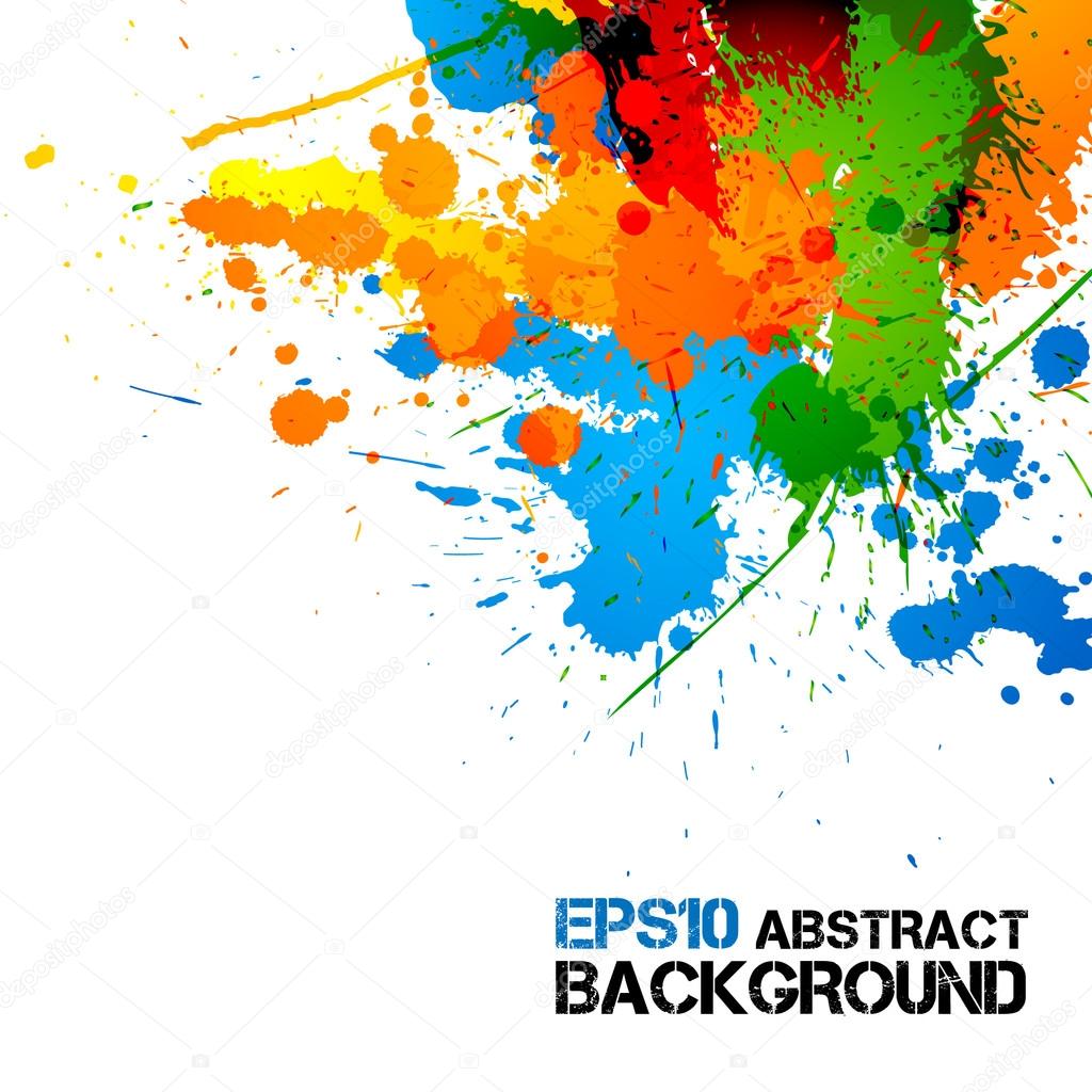 Colorful Paint - Ink Splashes - Drops - Vector Grunge Background