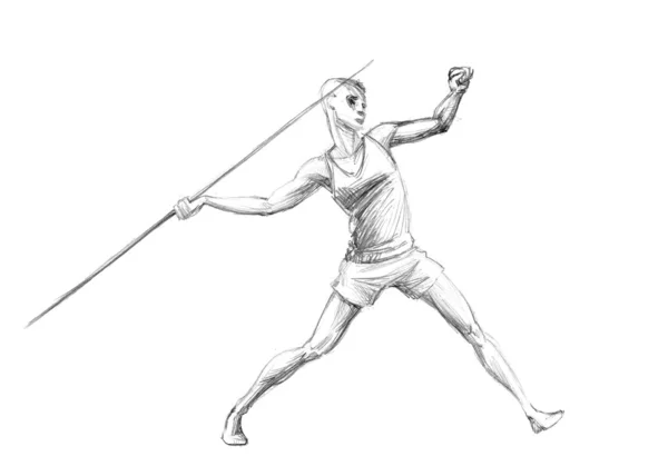 Hand-drawn Sketch, Pencil Illustration Olympic Games Athletes — Stock Photo, Image