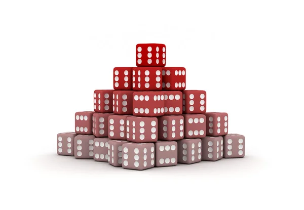 Pyramid Of Dice With Only Sixes On All Side — Stock Photo, Image