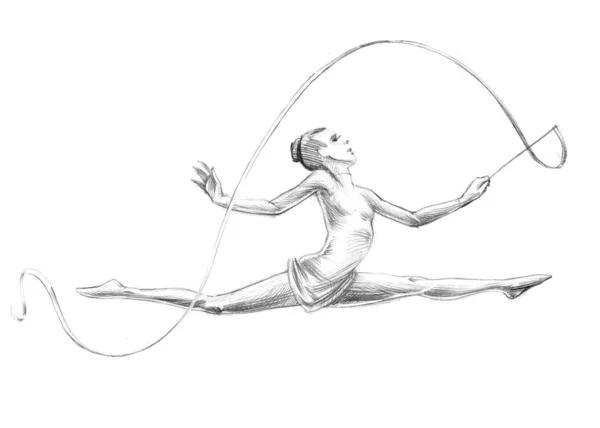 Hand-drawn Sketch, Pencil Illustration Olympic Games Athletes — Stock Photo, Image