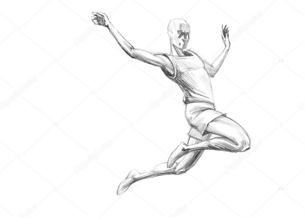 Cartoon Athlete Drawing Sketch for Kids