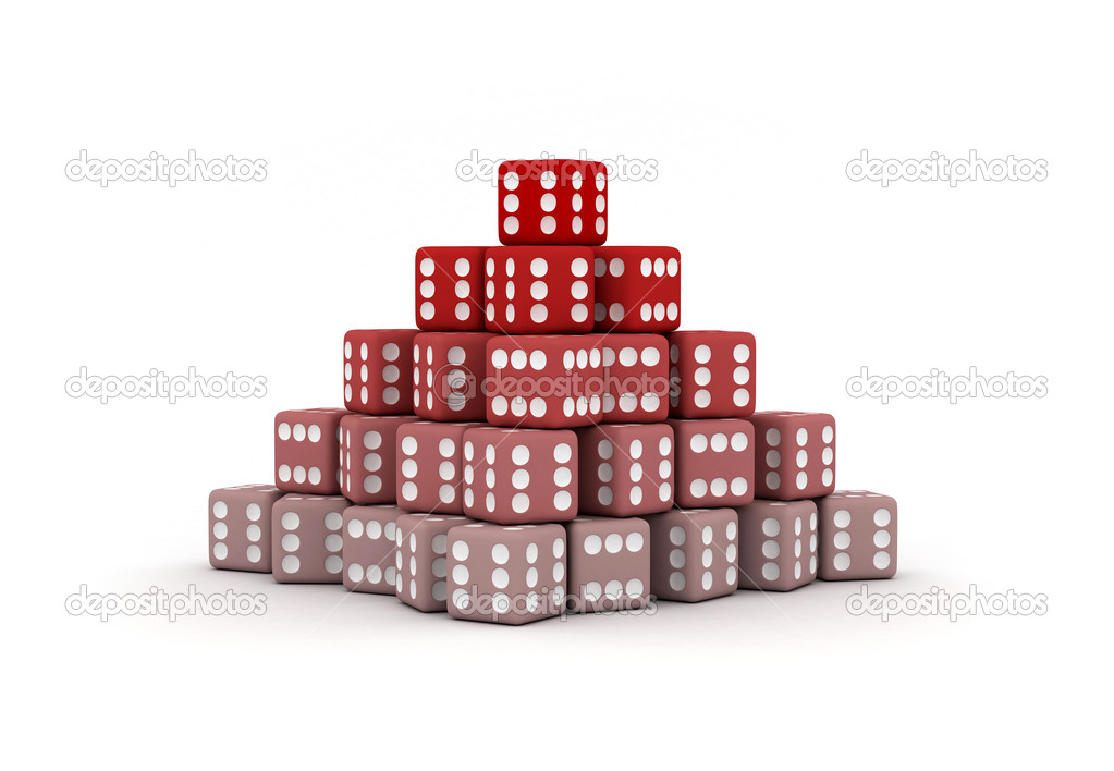 Pyramid Of Dice With Only Sixes On All Side